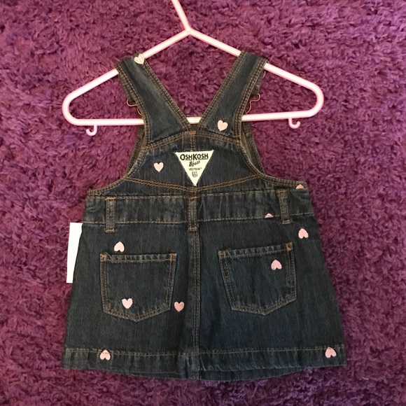 Oshkosh overall with pink hearts - Picture 2 of 3
